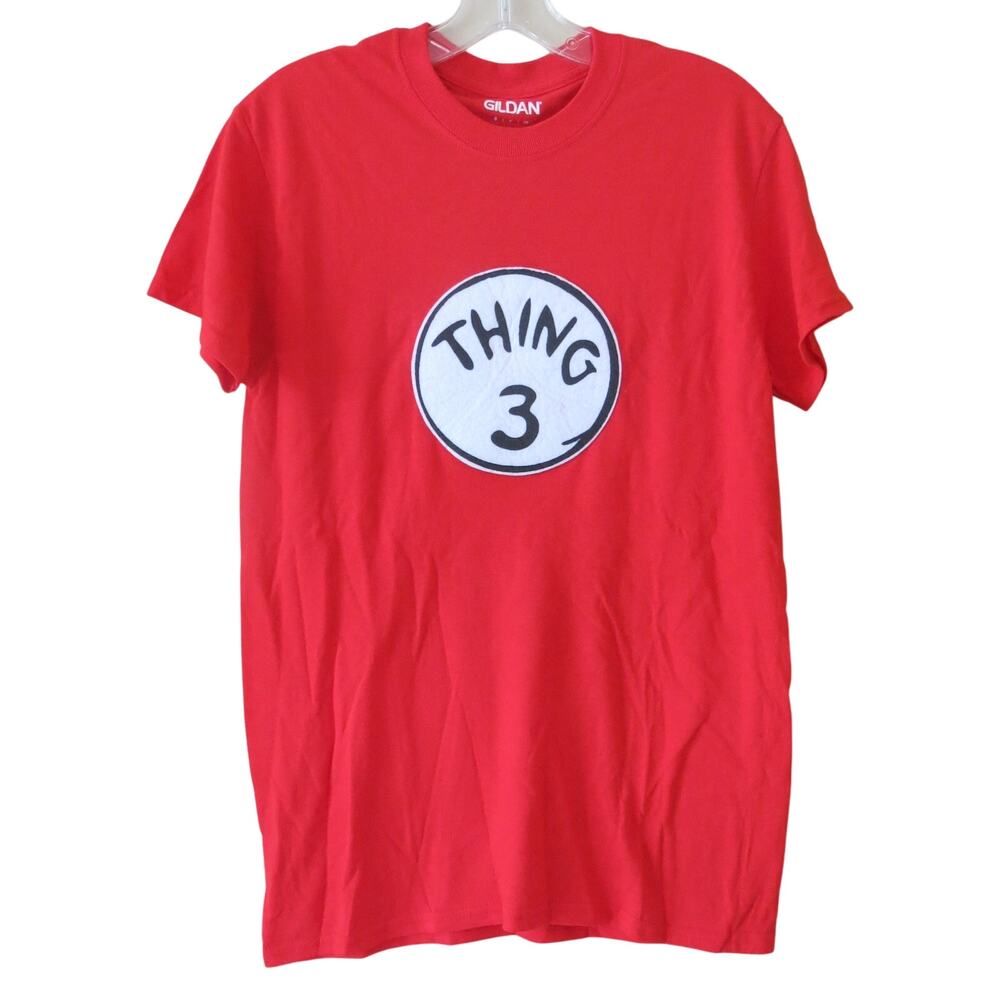 DR SEUSS T Shirt THING 3 Cat in The Hat  Size S Short Sleeve Red Retro Casual